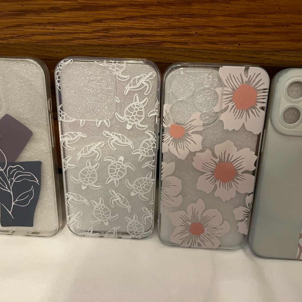 SHEIN Pink and White Phone Cases with Floral Designs